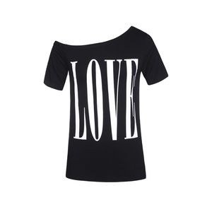 Black LOVE Off Shoulder Stretch Jersey Knit Top